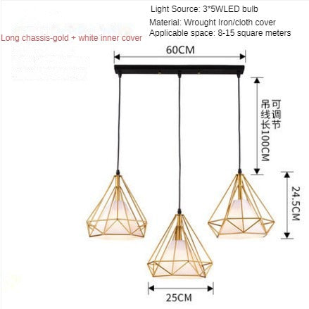 HEIKESZ Nordic Style Restaurant Chandelier Modern Minimalist Restaurant Dining Table Leisure Bar Creative Coffee Tea Shop Diamond Chandelier LED Light for Bedroom Night Aesthetic Room Lamp