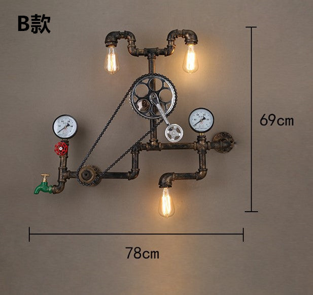 HEIKESZ Cross-Border American Retro Industrial Style Restaurant Bar Internet Coffee Personality Creative Wall Lamp Aisle Corridor Gear Decorative Light LED Light for Bedroom Night Aesthetic Room Lamp