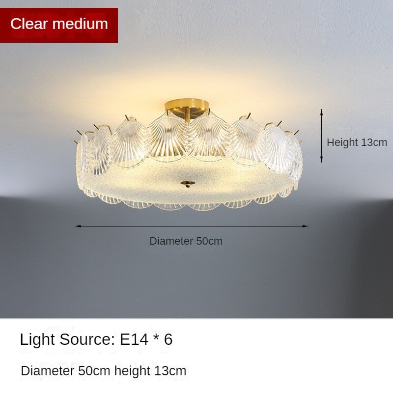 New Living Room Crystal Glass Ceiling Lamp Internet Celebrity Romantic Shell Crystal Ceiling Lamp Modern Princess Room Bedroom Light