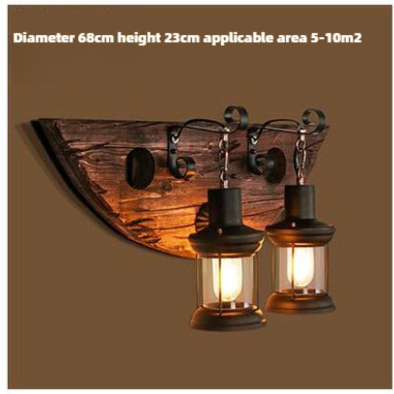 HEIKESZ American retro boat wood wall lamp restaurant store lamp loft industrial style creative bar counter aisle nostalgic lamp