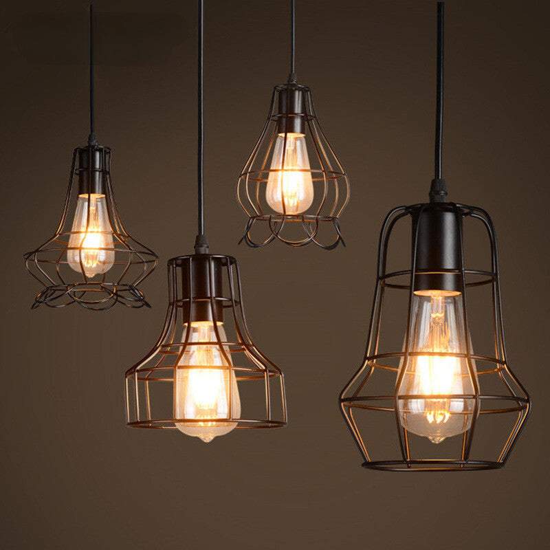 HEIKESZ Iron Small Iron Cage Loft Industrial Chandelier American Country Bar Counter Retro Living Room Cafe Lamps american style retro outdoor indoor retro bedroom lamp american-style Industrial wind