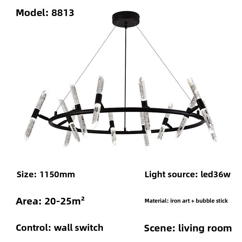 HEIKESZ Nordic Luxury Ceiling Light Modern Crystal Bubble Chandelier for Living Room Dining Bar Stylish Round Pendant Lamp