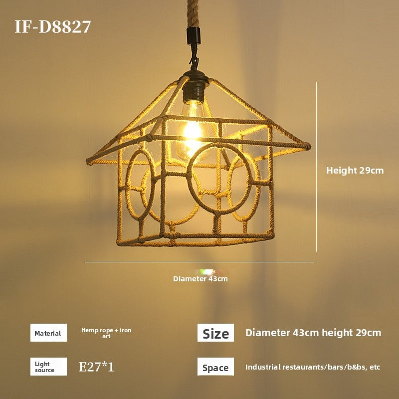 HEIKESZ Vintage Rope Ceiling Light Industrial Iron Pendant Lamp for Restaurant Bar Clothing BBQ Shop Retro Decor Commercial Lighting