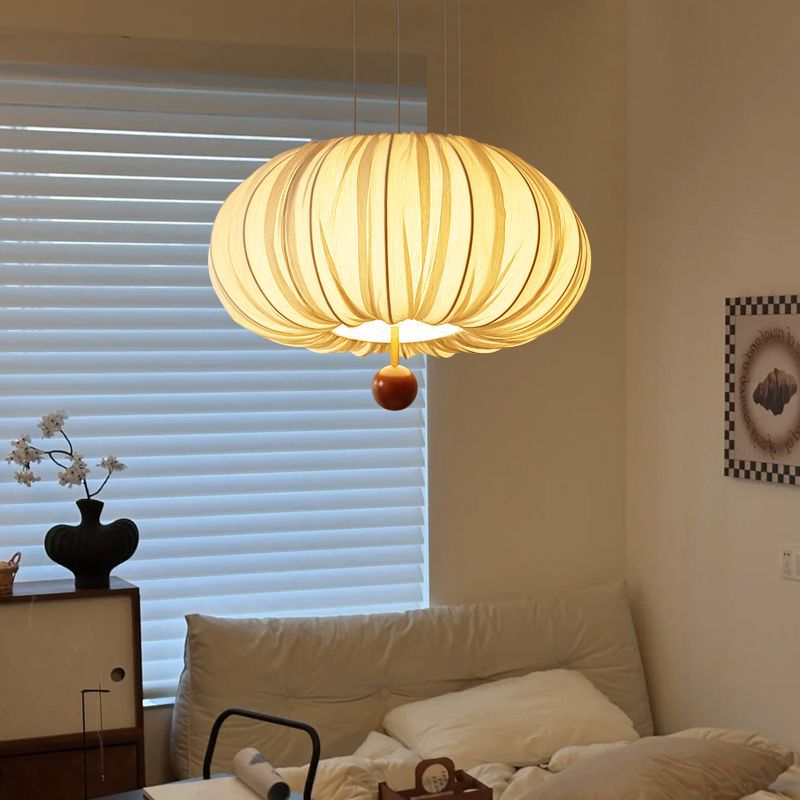 HEIKESZ French Vintage Bedroom Chandelier Fabric Retro Dining Room Rattan Wood Wabi **** Style Warm Main Bedroom Ceiling Light