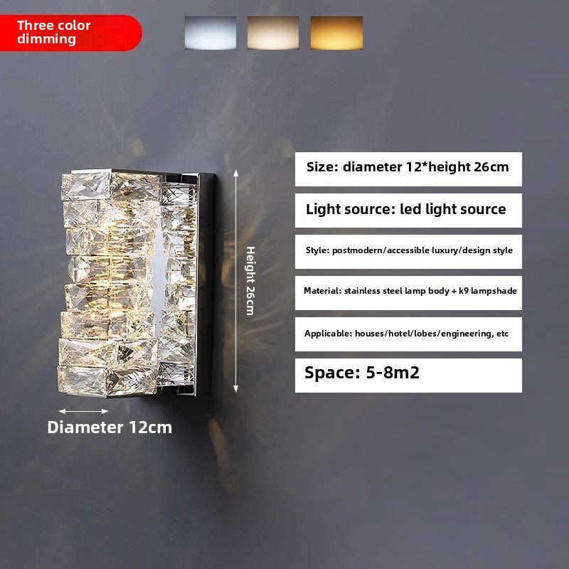 HIEKESZ craftsman light luxury bedside crystal lamp staircase porch lamp light luxury living room sofa TV background wall grille wall lamp light fixtures for celling light