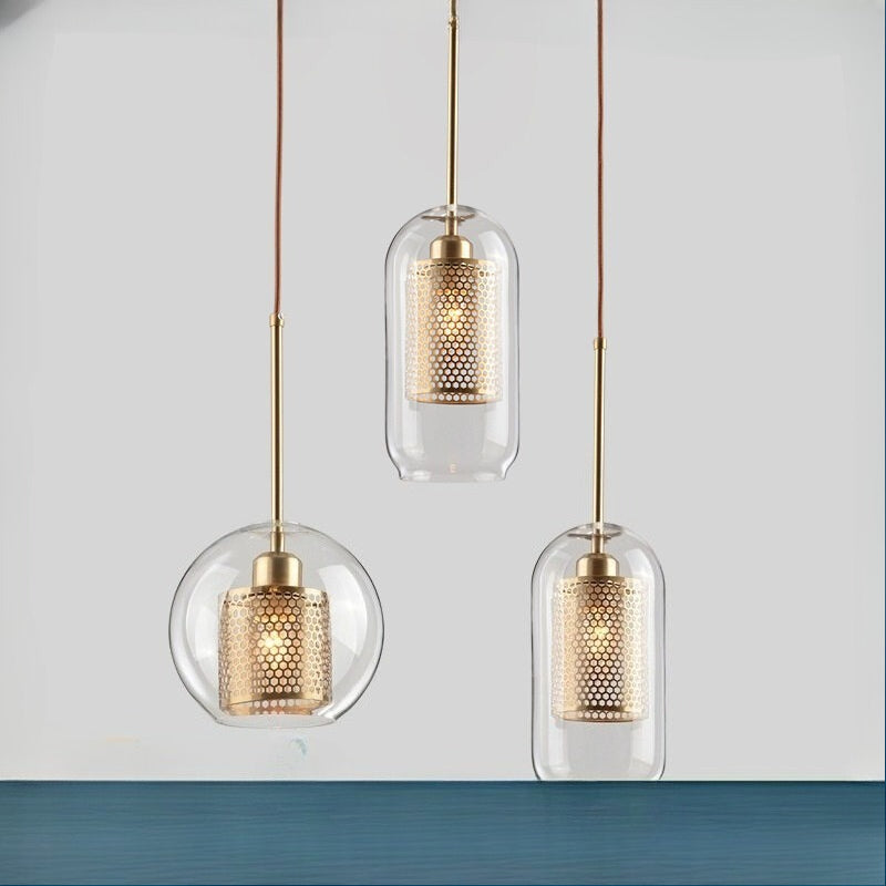 HEIKESZ Creative Transparent Lamp Shade Glass Ball Chandelier Simple Nordic Style Warm Light for Living Room Bedroom Dining Room