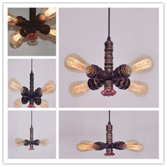 HEIKESZ Vintage Industrial Ceiling Light American Country Rustic Restaurant Bar 4 Head Pipe Pendant Lamp Wholesale