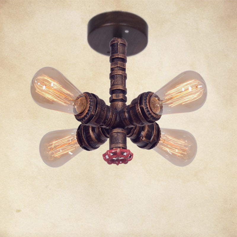 HEIKESZ Vintage Industrial Ceiling Light American Country Rustic Restaurant Bar 4 Head Pipe Pendant Lamp Wholesale