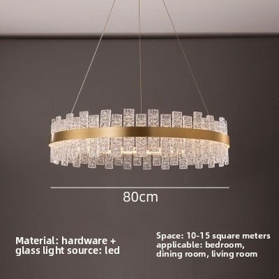 HEIKESZ Luxury Modern Ceiling Light Stainless Steel Round Chandelier for Bedroom Living Room Home Decor