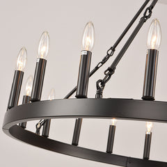 HEIKESZ Farmhouse Industrial Country Black Wheel Chandelier Roundhouse Dining Room Bedroom Hall Living Room Chandelier