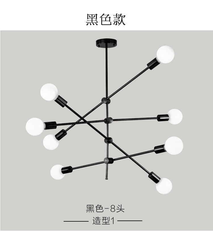 HEIKESZ Nordic Style Living Room Lamp Amazon Cross-Border American Golden Creative Dining Room Bedroom Study Led Wrought Iron Rod-Type Chandelier LED Light for Bedroom Night Aesthetic Room Lamp