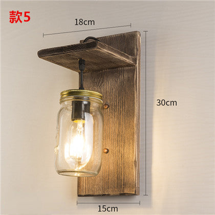 HEIKESZ American Retro Industrial Style Wall Lamp Restaurant Coffee Shop Bar Aisle Corridor Creative Solid Wood Hot Pot Restaurant Bar Lamp LED Light for Bedroom Night Aesthetic Room Lamp