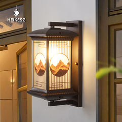 HEIKESZ New Chinese-style exterior wall wall lamp, garden villa terrace gate, retro Fu character outdoor waterproof simple garden lamp