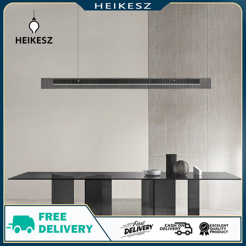 HEIKESZ Italian minimalist glass restaurant chandelier simple personality villa large flat dining table bar island table one-word strip lamp light fixtures for celling light