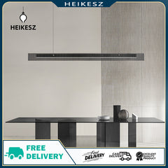 HEIKESZ Italian minimalist glass restaurant chandelier simple personality villa large flat dining table bar island table one-word strip lamp light fixtures for celling light