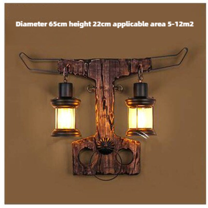 HEIKESZ American retro boat wood wall lamp restaurant shop lamp loft industrial style creative bar counter aisle nostalgic lamp