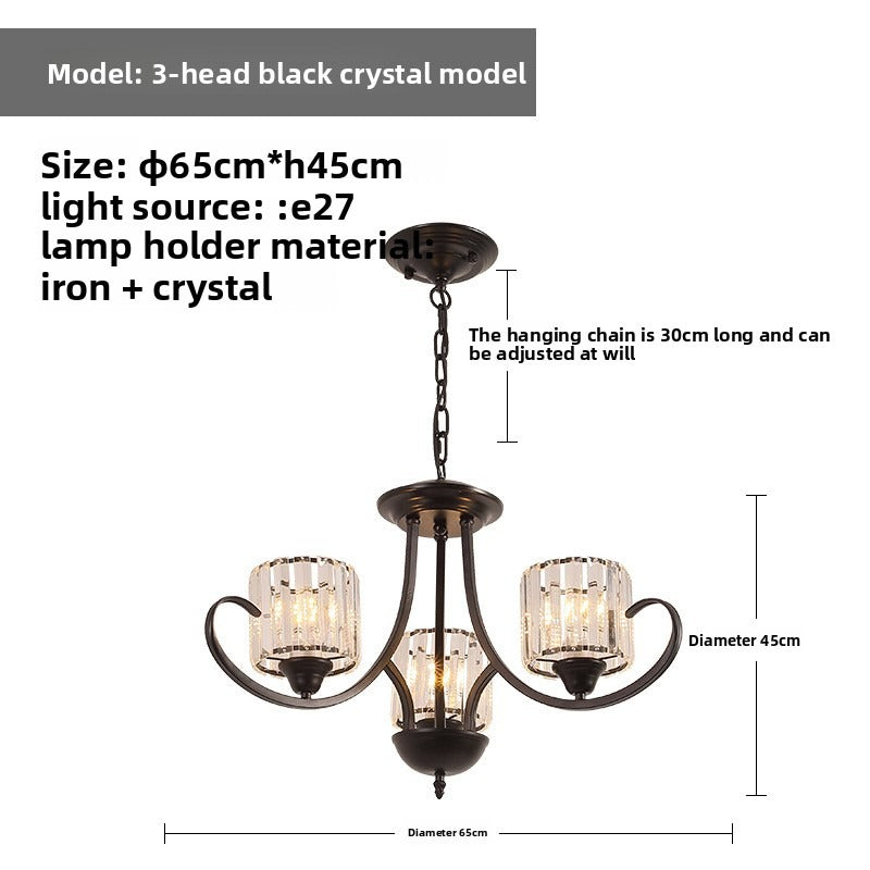 HEIKESZ Modern Luxury Iron Crystal Ceiling Light Zhongshan Lighting for Dining Room Villa Hall Bedroom Simple American Style Chandelier