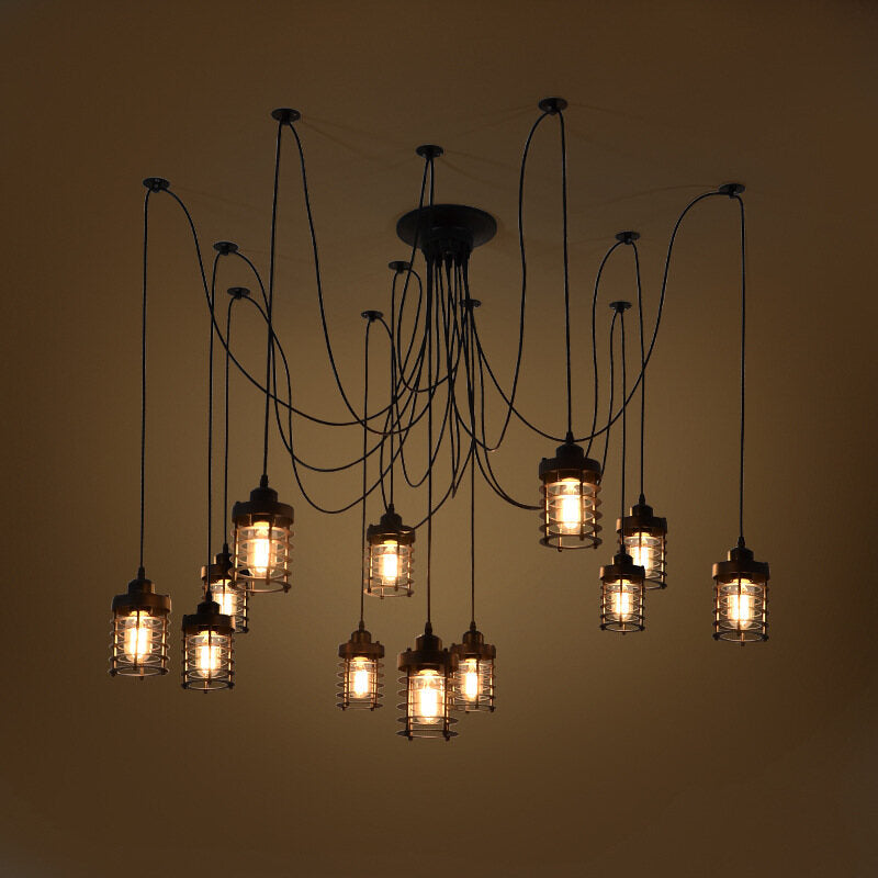 HEIKESZ Flat Iron Frame Fairy Loose Flower Chandelier Retro American Industrial Lamp Personality DIY Starry Art Chandelier american style retro outdoor indoor retro bedroom lamp american-style Industrial wind