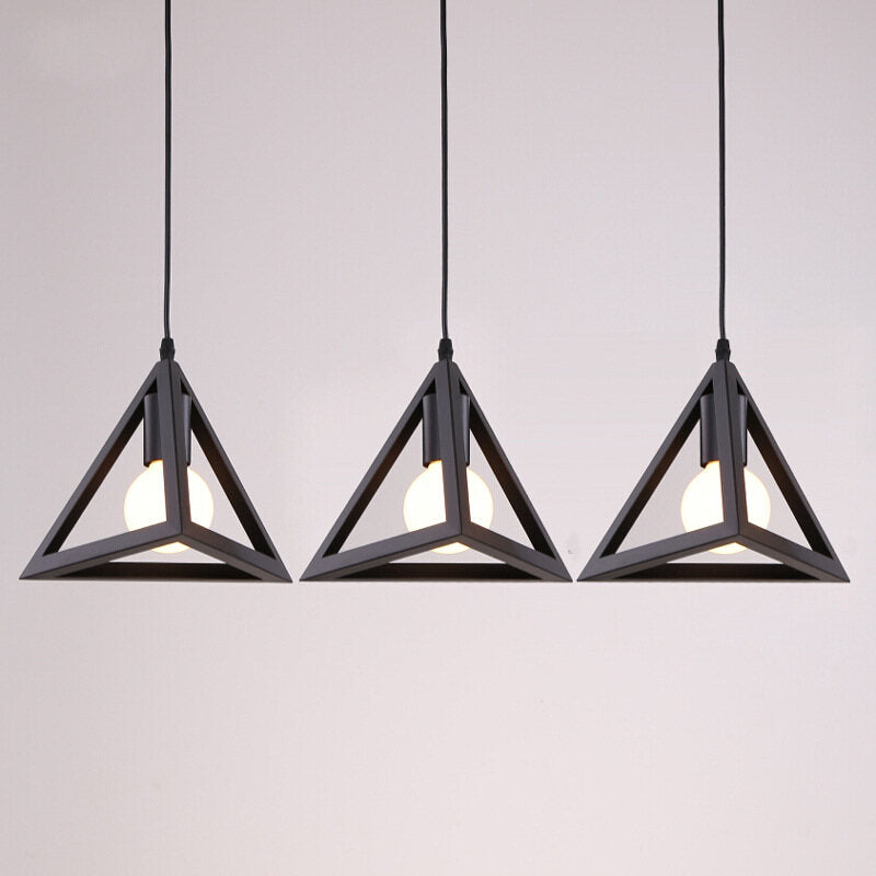 HEIKESZ Nordic Fashion Simple Industrial Style Bar Exhibition Hall Guest Room Balcony Home Decoration Lighting Triangle Dining Chandelier American Style american style retro outdoor indoor retro bedroom lamp american-style Industrial wind