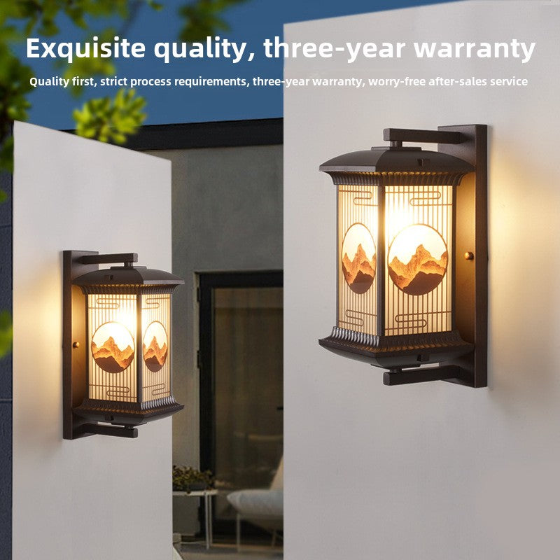 HEIKESZ New Chinese-style exterior wall wall lamp, garden villa terrace gate, retro Fu character outdoor waterproof simple garden lamp