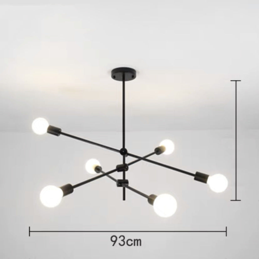 HEIKESZ Nordic Style Living Room Lamp Amazon Cross-Border American Golden Creative Dining Room Bedroom Study Led Wrought Iron Rod-Type Chandelier LED Light for Bedroom Night Aesthetic Room Lamp