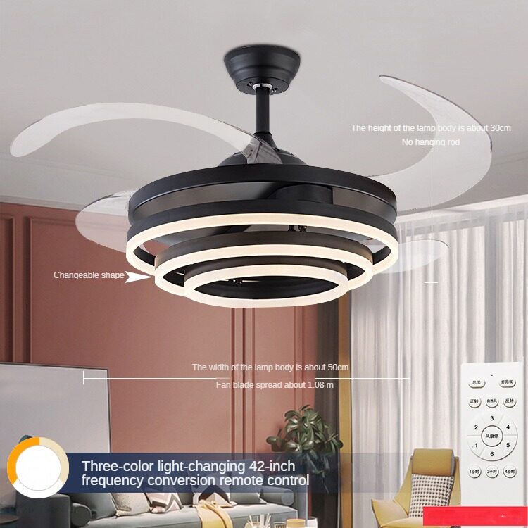 HEIKESZ Modern Nordic Ceiling Fan With LED Light 42 48 Inch Invisible Fan Remote Control For Livingroom Bedroom Restaurant Decor