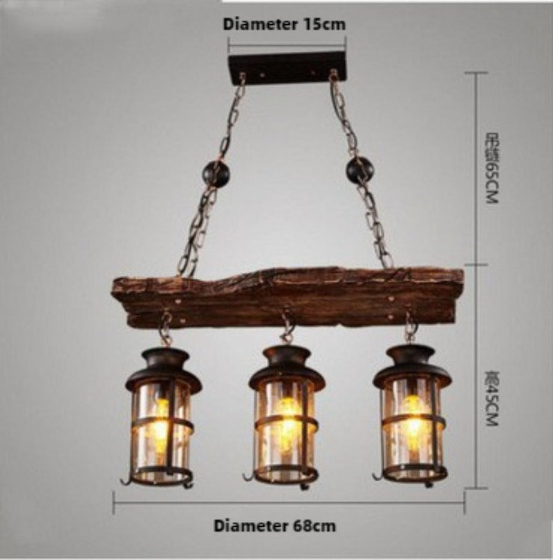 HEIKESZ American retro industrial style restaurant ship wood chandelier creative bar hotel box nostalgic wood lamps