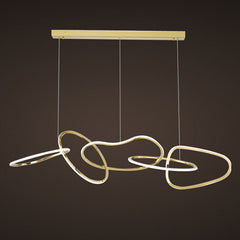 HEIKESZ Post-Modern Stainless Steel Chandelier Nordic Style Creative Ring Bar Lamp Warm Light for Living Room Bedroom Restaurant Ceiling Lighting