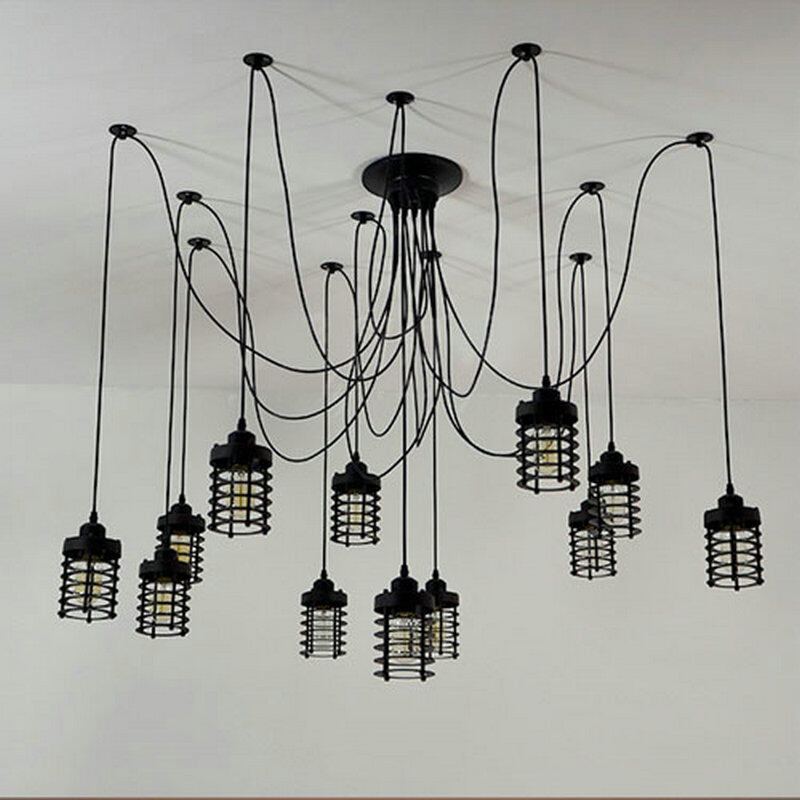 HEIKESZ Flat Iron Frame Fairy Loose Flower Chandelier Retro American Industrial Lamp Personality DIY Starry Art Chandelier american style retro outdoor indoor retro bedroom lamp american-style Industrial wind