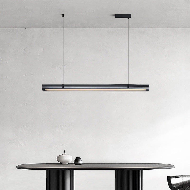 HEIKESZ Glass restaurant chandelier minimalist light luxury high-end household table lamps Nordic designer one-word long restaurant lamp light fixtures for celling lights