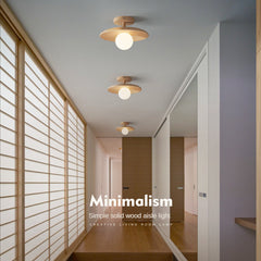 HEIKESZ Nordic Log Style Ceiling Lamp Wooden Japanese Aisle Balcony Corridor Light Simple Personality Design