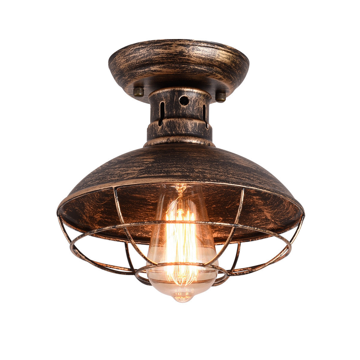 HEIKESZ LOFT Industrial Style Iron Ceiling Light Guest Restaurant Retro Iron Net Pot Cover Bar Counter Balcony Aisle American Creative Light LED Light for Bedroom Night Aesthetic Room Lamp