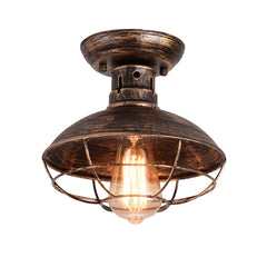 HEIKESZ LOFT Industrial Style Iron Ceiling Light Guest Restaurant Retro Iron Net Pot Cover Bar Counter Balcony Aisle American Creative Light LED Light for Bedroom Night Aesthetic Room Lamp