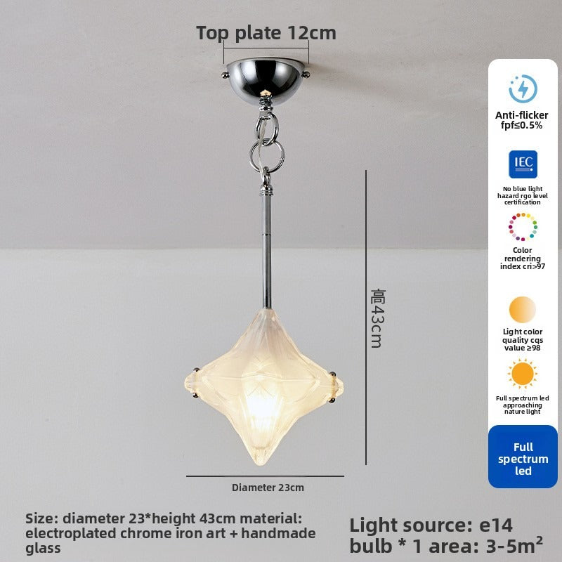 HEIKESZ Vintage Glass Ceiling Light Retro Brass Chandelier Designer Star Pendant for Living Room Dining Island Staircase