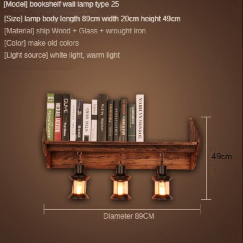 HEIKESZ American Retro Balsa Boat Wood Wall Lamp Dining Room Coffee Shop Light Loft Industrial Style Creative Bar Aisle Nostalgic Lamp LED Light for Bedroom Night Aesthetic Room Lamp