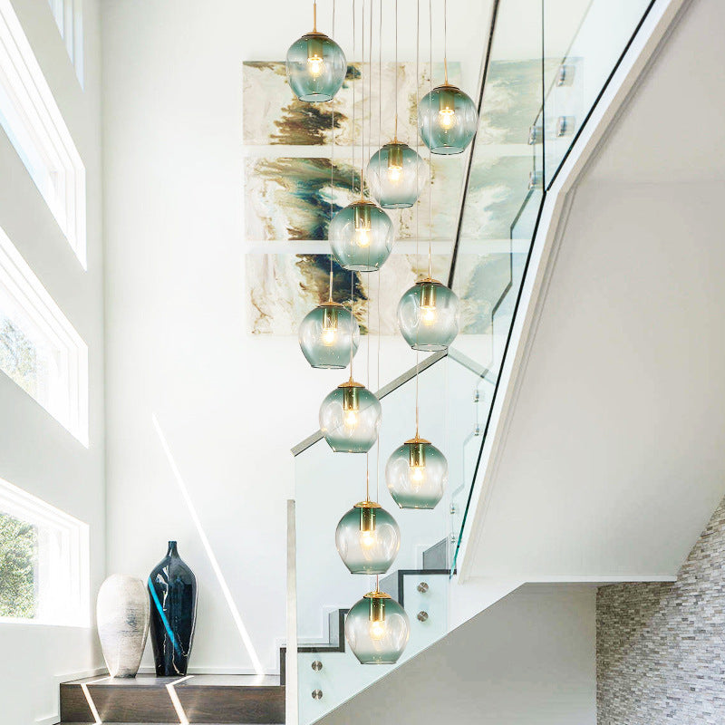 HEIKESZ Nordic Modern Minimalist Glass Chandelier Luxury Meteor Shower Long Pendant Light for Living Room Dining Bedroom Ceiling