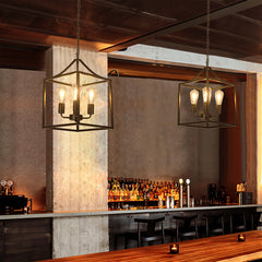 HEIKESZ American Industrial Style Iron Frame Chandelier Dining Room/Living Room Bar Coffee Snack Milk Tea Shop Lamp Exclusive for Cross-Border Iron Lamp LED Light for Bedroom Night Aesthetic Room Lamp