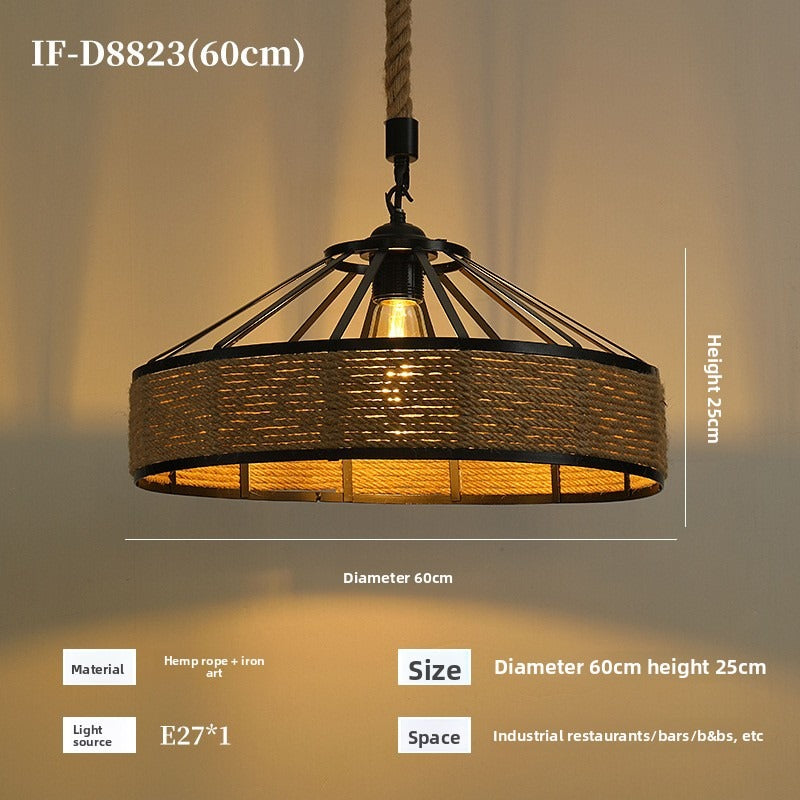 HEIKESZ Vintage Rope Ceiling Light Industrial Iron Pendant Lamp for Restaurant Bar Clothing BBQ Shop Retro Decor Commercial Lighting
