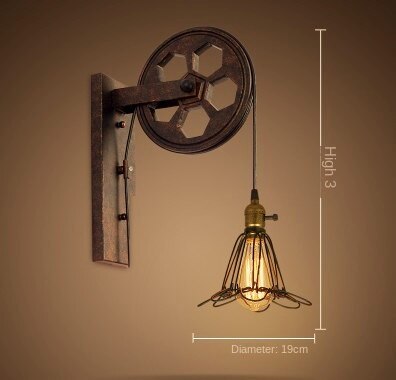 HEIKESZ 【One-year warranty, free shipping】LOFT Industrial Style Wall Lamp Restaurant and Cafe Leisure Bar Creative Pulley Lamp American Retro Bar Decoration Wall Lamp
