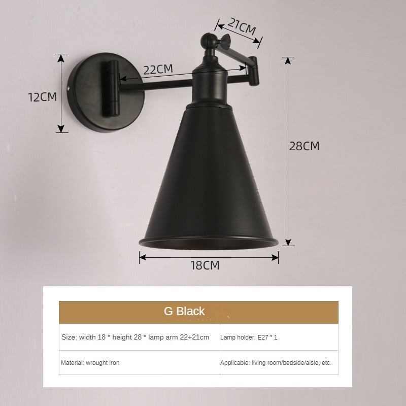 HEIKESZ In Chinese Antique Style Rocker Arm Wall Lamp Bedroom Bedside Lamp Retractable Folding Study Reading Lamp in the Living Room American Standard European Standard Wall Lamp