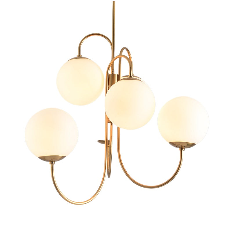 HEIKESZ Export post modern wrought iron chandelier creative living room dining room bedroom art clothing store lamp light white glass ball chandelier lamp fixtures for celling light