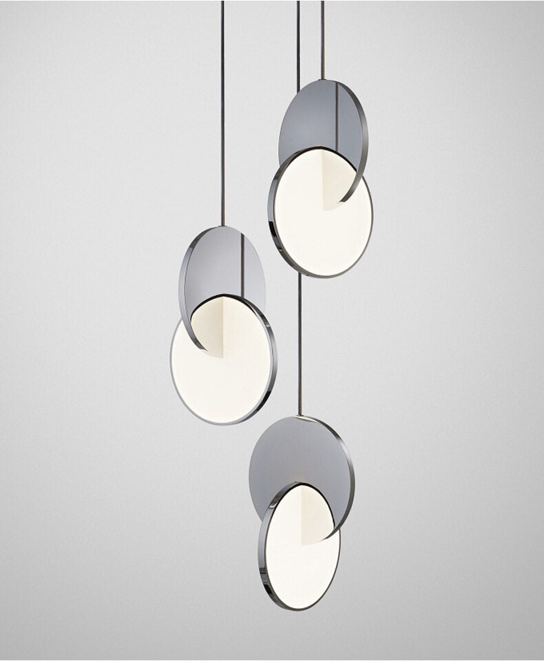 HEIKESZ Nordic Eclipse Single-Head Droplight Stainless Steel Modern Bedroom Light Luxury Restaurant Bar Creative Designer Lighting