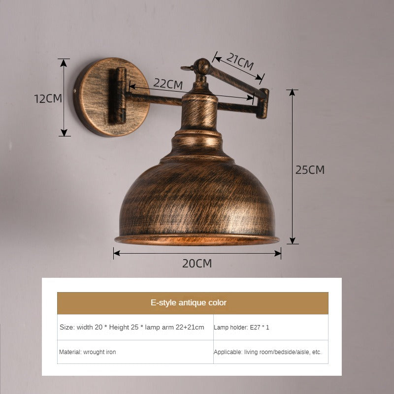 HEIKESZ In Chinese Antique Style Rocker Arm Wall Lamp Bedroom Bedside Lamp Retractable Folding Study Reading Lamp in the Living Room American Standard European Standard Wall Lamp