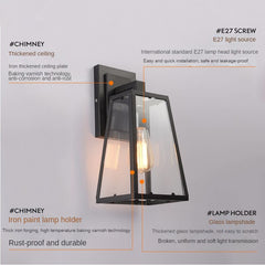 HEIKESZ American Industrial Style Wall Lamp Creative Wrought Iron Glass Box Wall Retro Restaurant Coffee Shop Aisle Corridor Bed Mirror Front Lamp LED Light for Bedroom Night Aesthetic Room Lamp