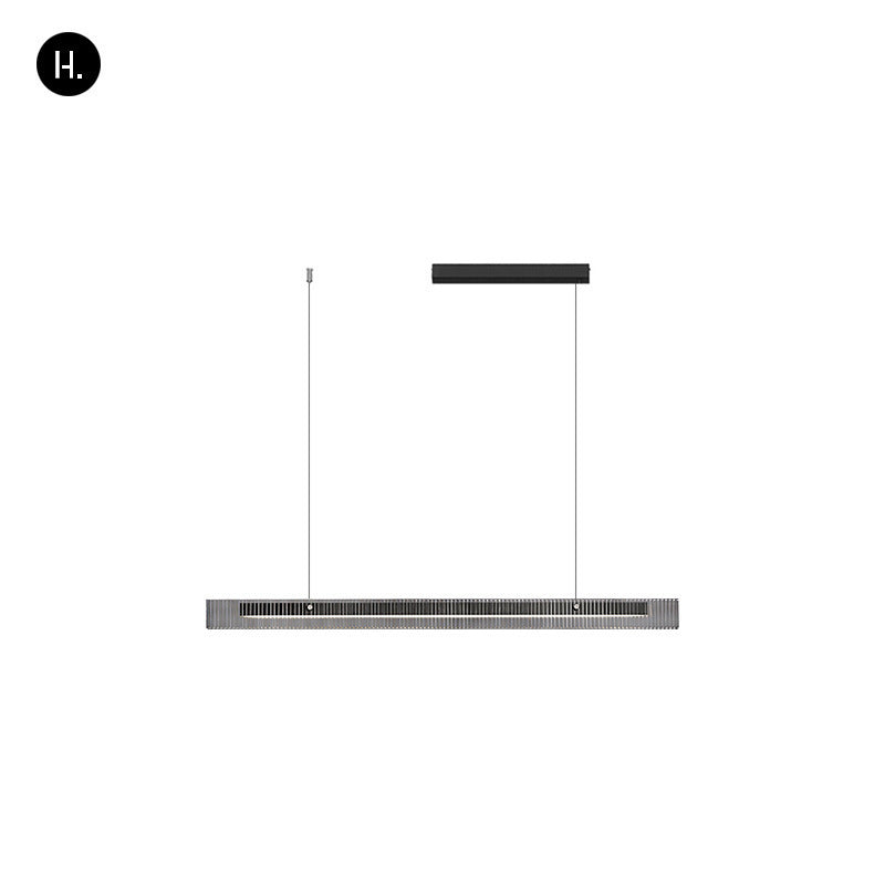 HEIKESZ Italian minimalist glass restaurant chandelier simple personality villa large flat dining table bar island table one-word strip lamp light fixtures for celling light