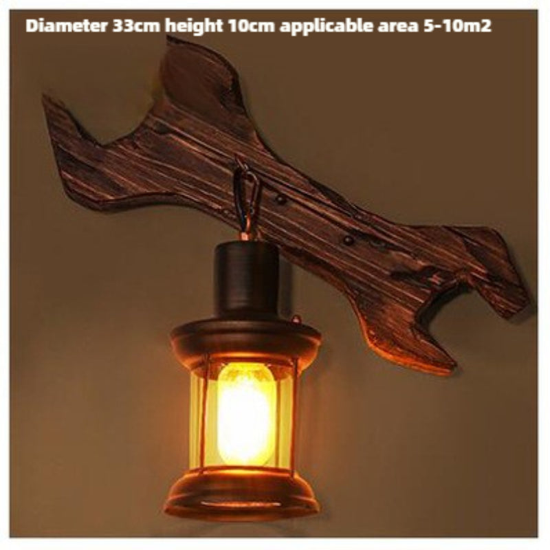 HEIKESZ American retro boat wood wall lamp restaurant shop lamp loft industrial style creative bar counter aisle nostalgic lamp