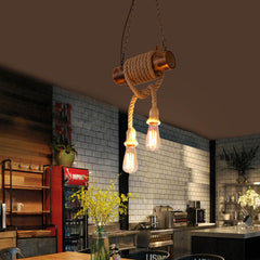 HEIKESZ American Retro Industrial Wind Rope Pendant Lamp Restaurant Coffee Shop Chuangyu Bamboo Nostalgic Lamps Bar Personality Pendant Lamp LED Light for Bedroom Night Aesthetic Room Lamp