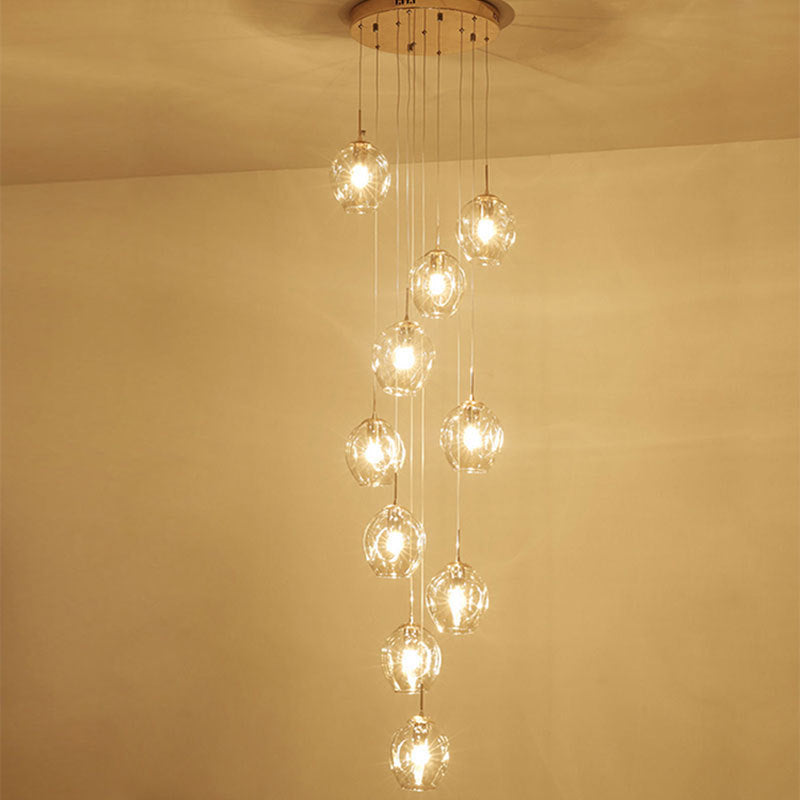 HEIKESZ Nordic Creative Staircase Chandelier Modern Ceiling Light for Living Room Dining Room Villa Duplex Rotating Staircase Long Pendant Light