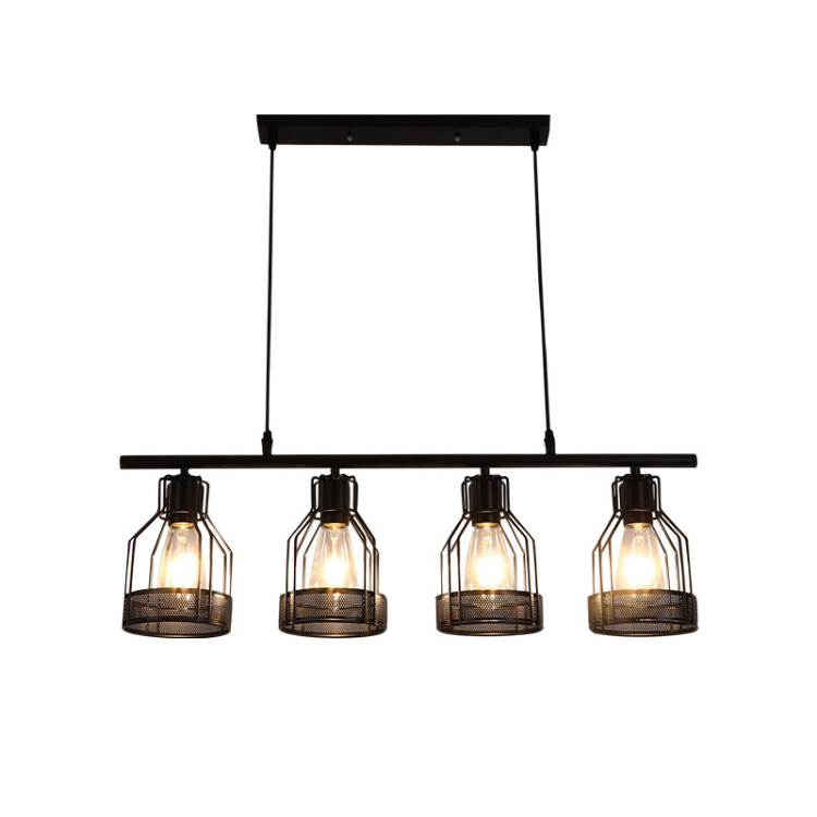 HEIKESZ Industrial Style Creative Living Room Restaurant Bar Table Chandelier Vintage Iron Lamp Hot Pot Milk Tea Shop Multi-Head in-Line Lamps Led Light for Bedroom Night Aesthetic Room Lamp