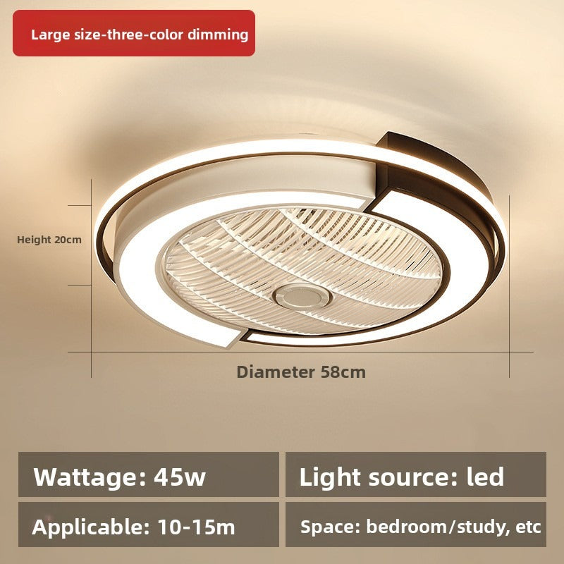 HEIKESZ Modern LED Ceiling Fan Light for Bedroom Home Use Energy Saving Quiet Ceiling Fan with Light Simple Design